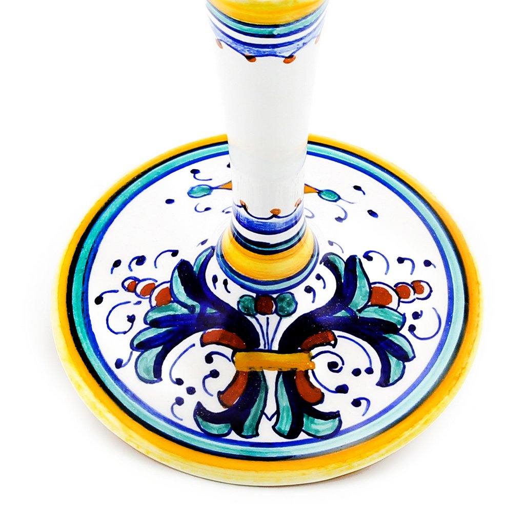 DERUTA STEMWARE: Champagne Flute on Hand Painted Ceramic Base RICCO DERUTA Design - artisticaitalian.com