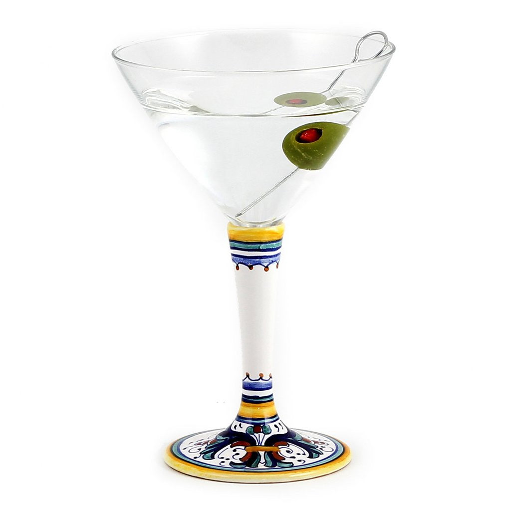 DERUTA STEMWARE: Martini Glass on Hand Painted Ceramic Base RICCO DERUTA Design - artisticaitalian.com