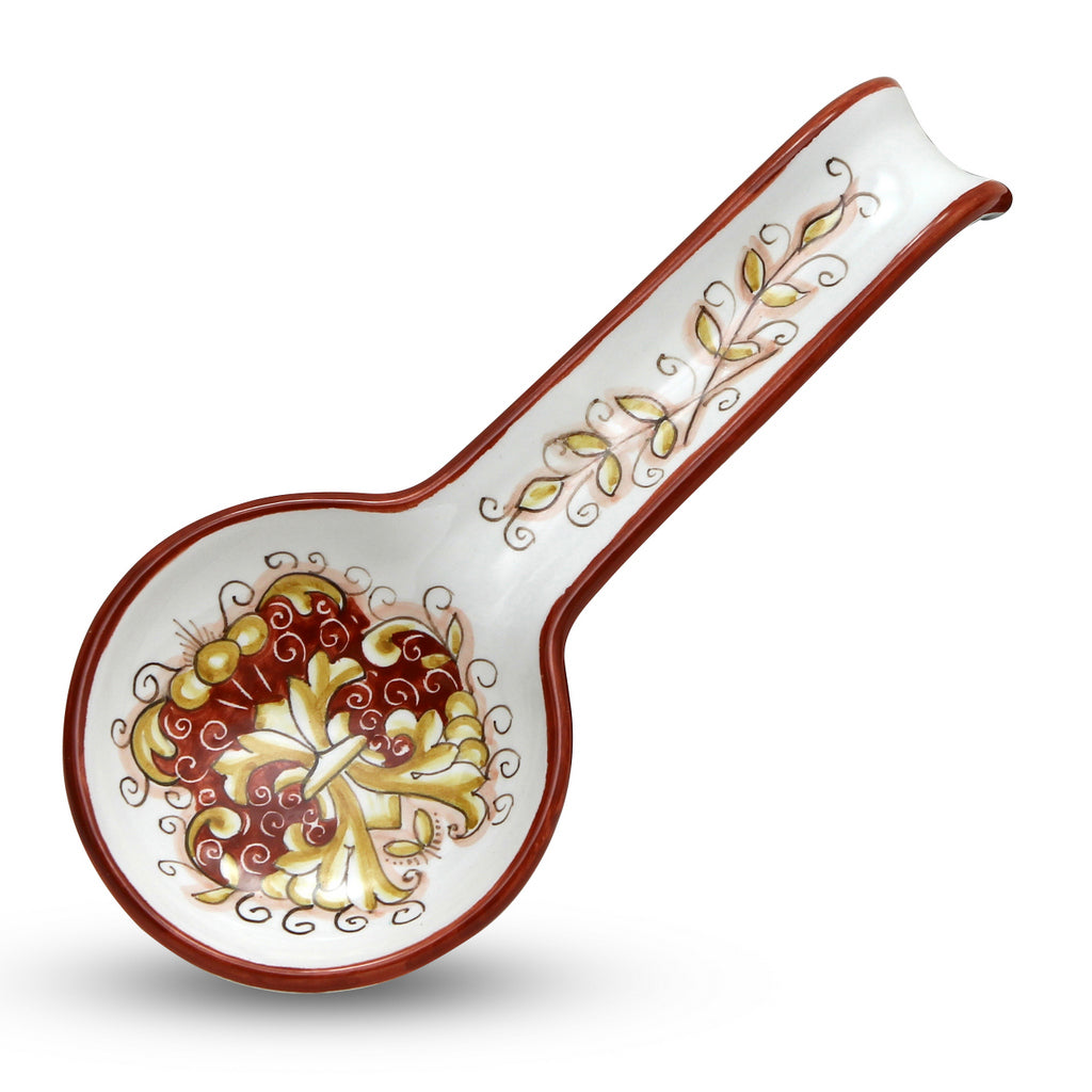 DERUTA COLORI: Spoon Rest - CORAL RED - artisticaitalian.com