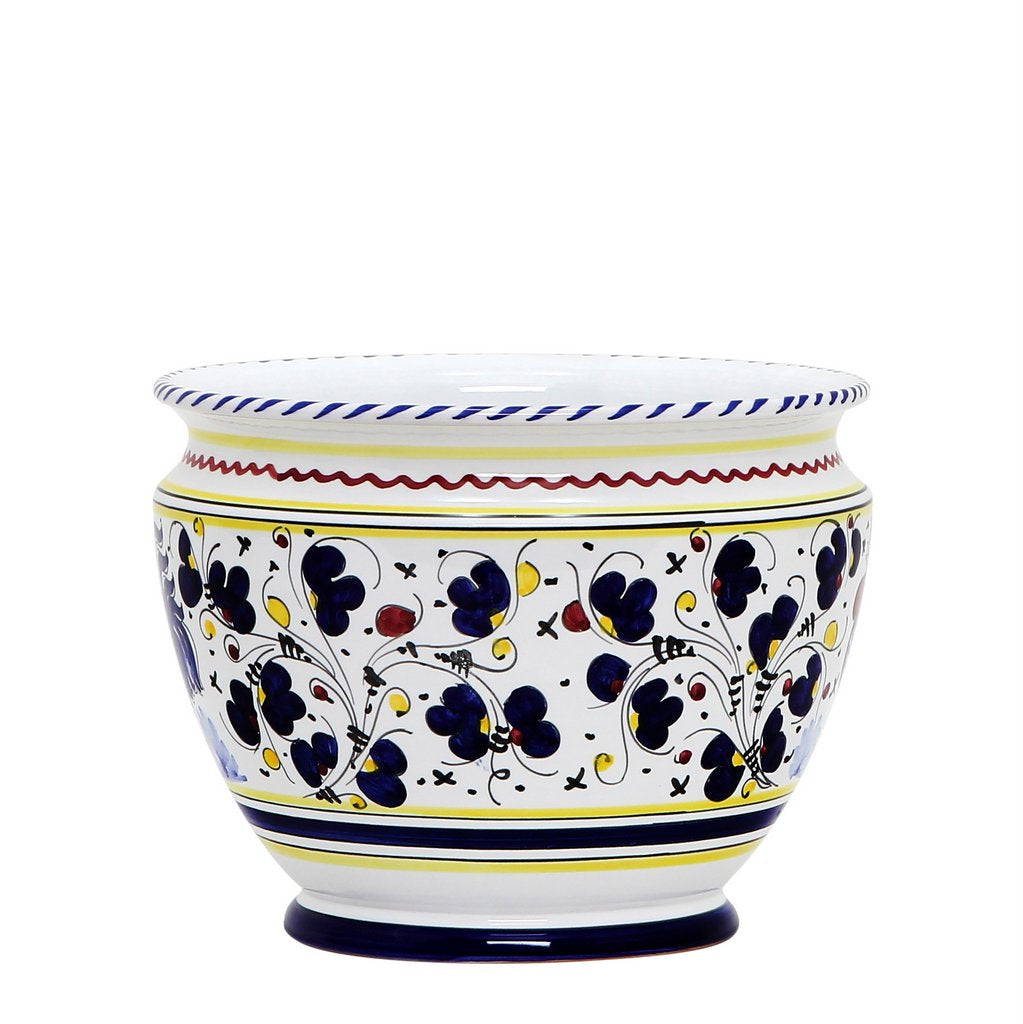 ORVIETO BLUE ROOSTER: Luxury Cachepot Planter Small - artisticaitalian.com