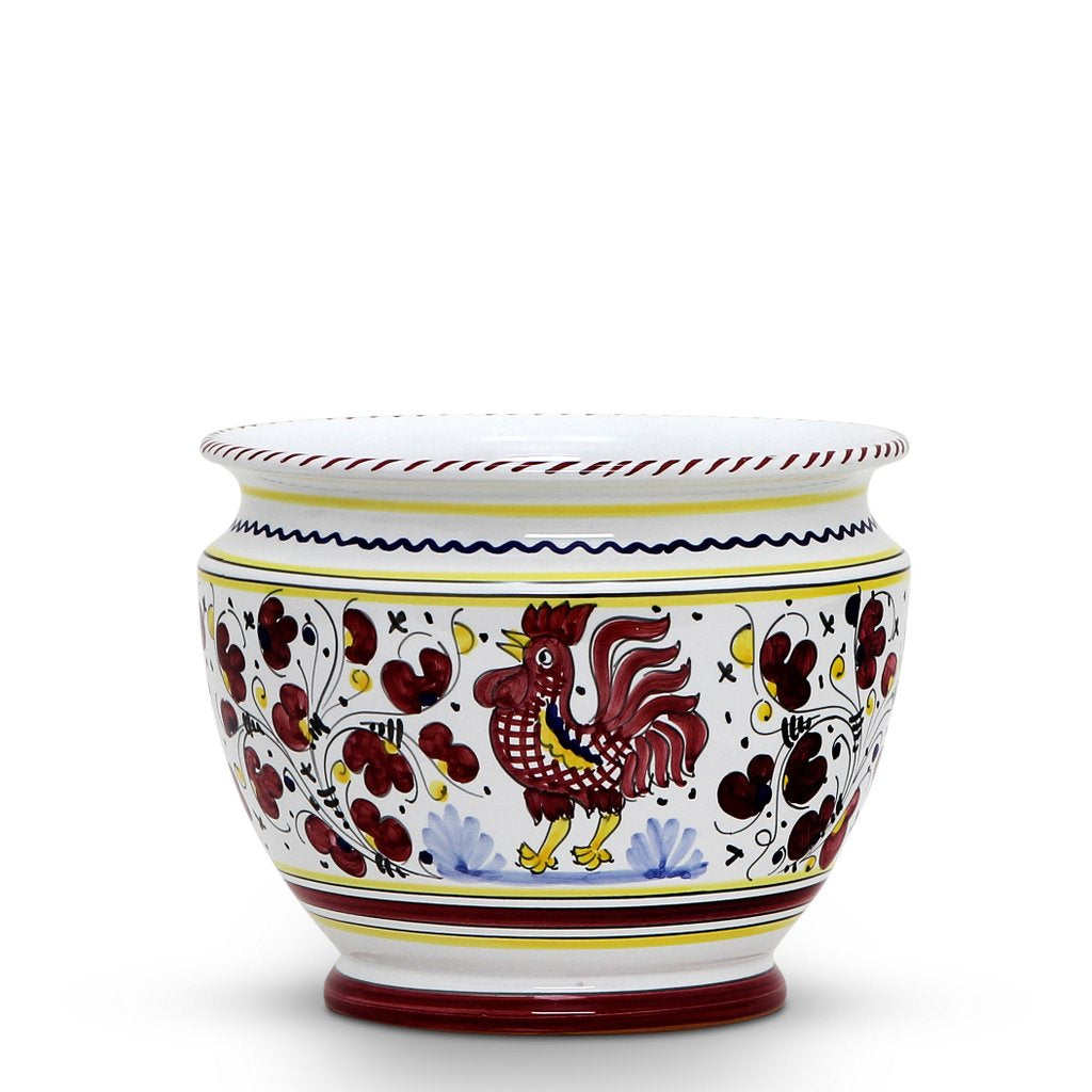 ORVIETO RED ROOSTER: Luxury Cachepot Planter Small - artisticaitalian.com