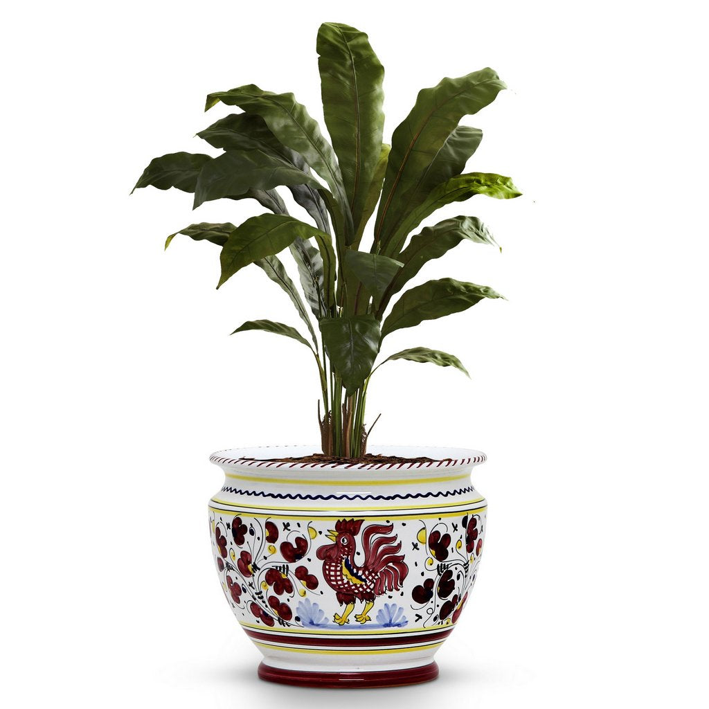 ORVIETO RED ROOSTER: Luxury Cachepot Planter Small - artisticaitalian.com