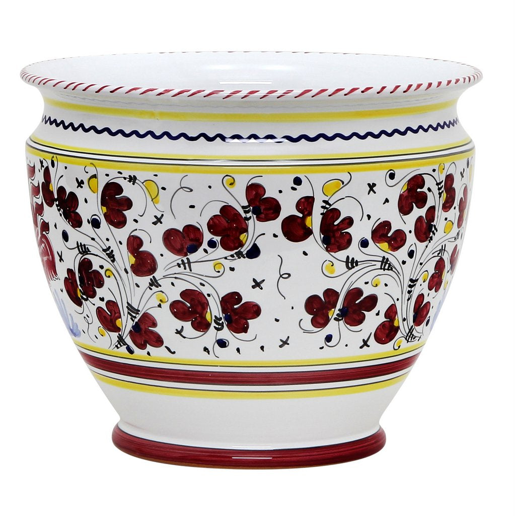 ORVIETO RED ROOSTER: Luxury Cachepot Planter Large - artisticaitalian.com