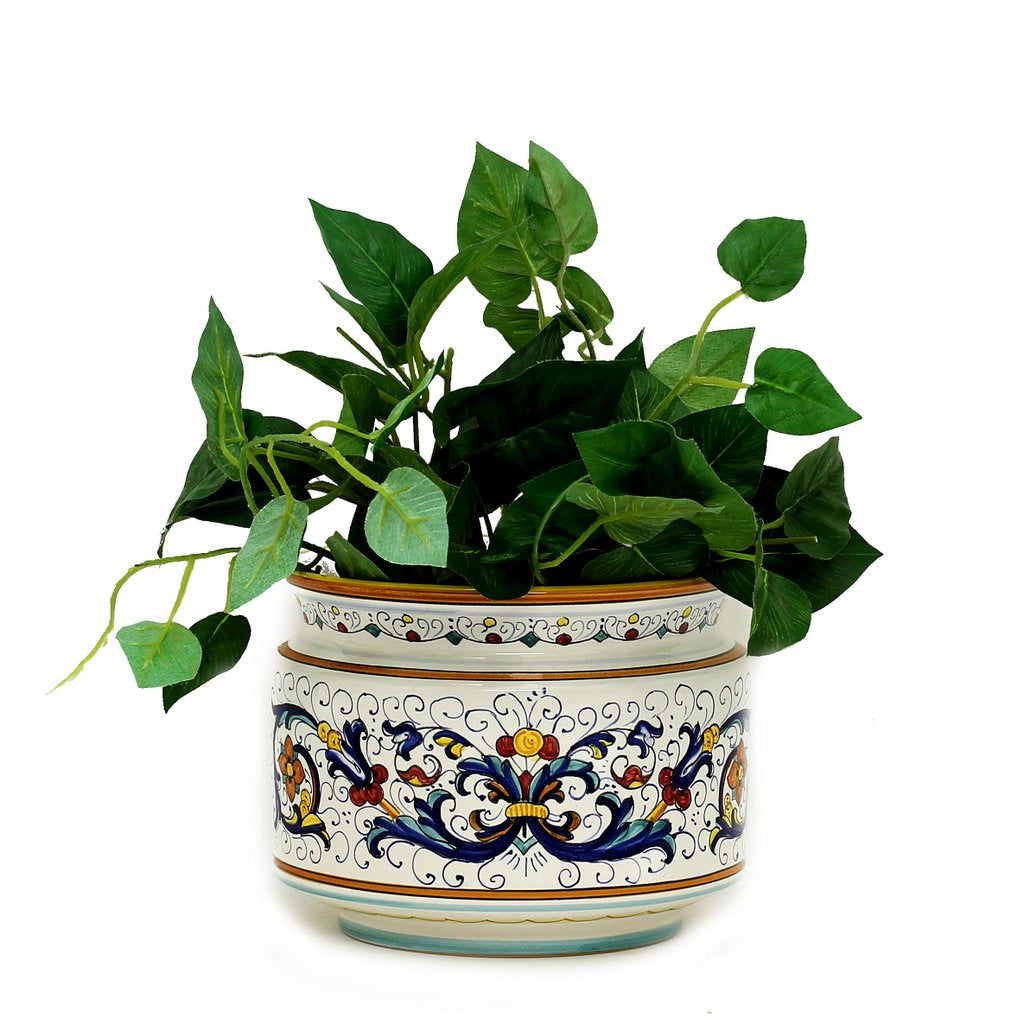 RICCO DERUTA: Cylindrical Cover Pot Ricco Deruta Design - Cachepot Planter (Small) - artisticaitalian.com