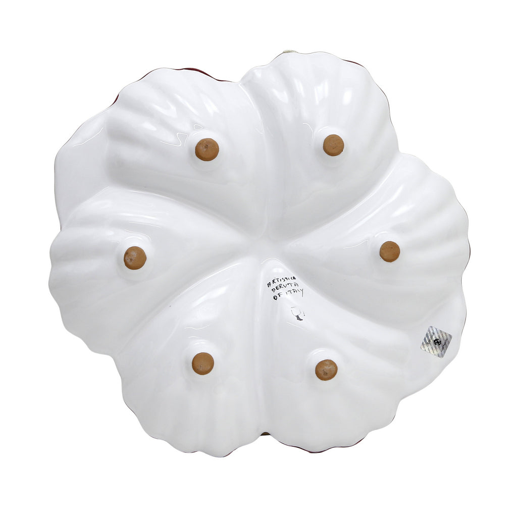 ORVIETO RED ROOSTER: Snack Tray Fiore/Shell - Six Compartments - artisticaitalian.com