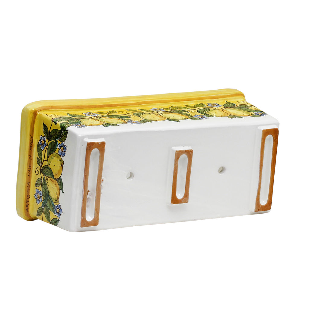 SICILIA: Rectangular Jardiniere from Caltagirone Sicily (Indoor-Outdoor) - YELLOW Lemon Design - artisticaitalian.com