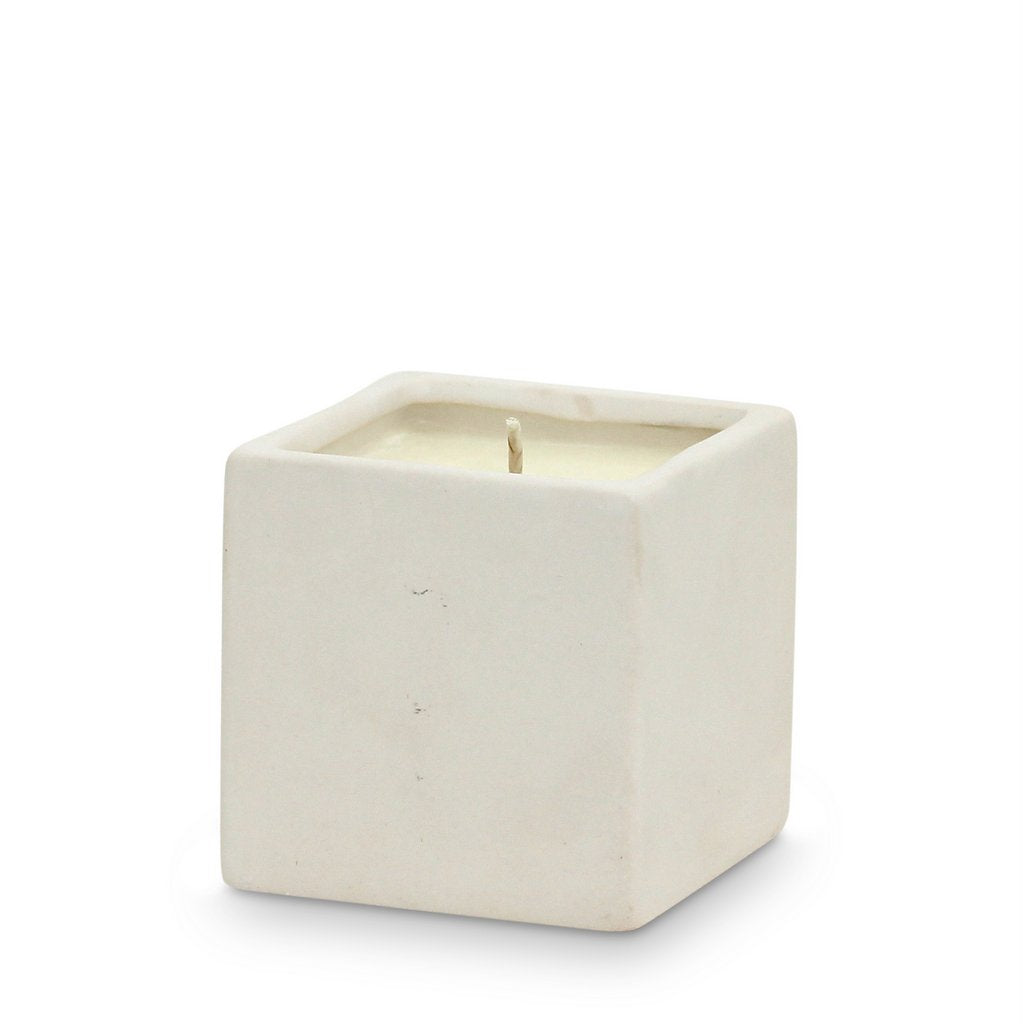 MONDIAL CANDLES: Urban Square Design Small Ceramic Candle Modern Matte White - artisticaitalian.com