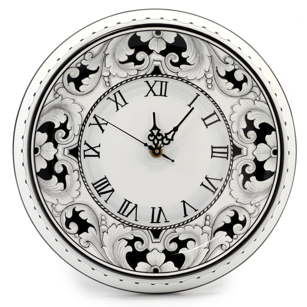 DERUTA VARIO NERO: Round Wall Clock - artisticaitalian.com