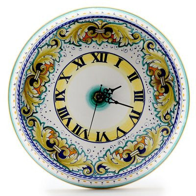 DERUTA VARIO: Round Wall Clock Dec Foglie Verdi - artisticaitalian.com