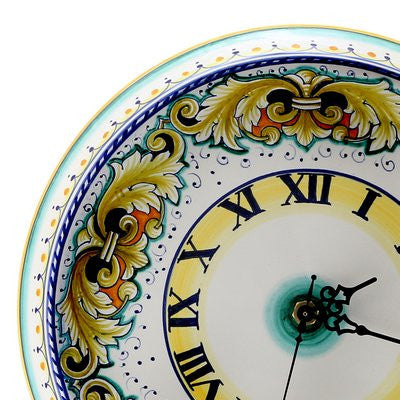 DERUTA VARIO: Round Wall Clock Dec Foglie Verdi - artisticaitalian.com