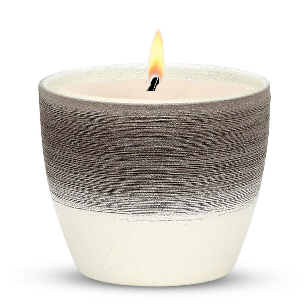 MONDIAL CANDLES: Graffito Rustico Espresso Cream Ceramic Candle - artisticaitalian.com