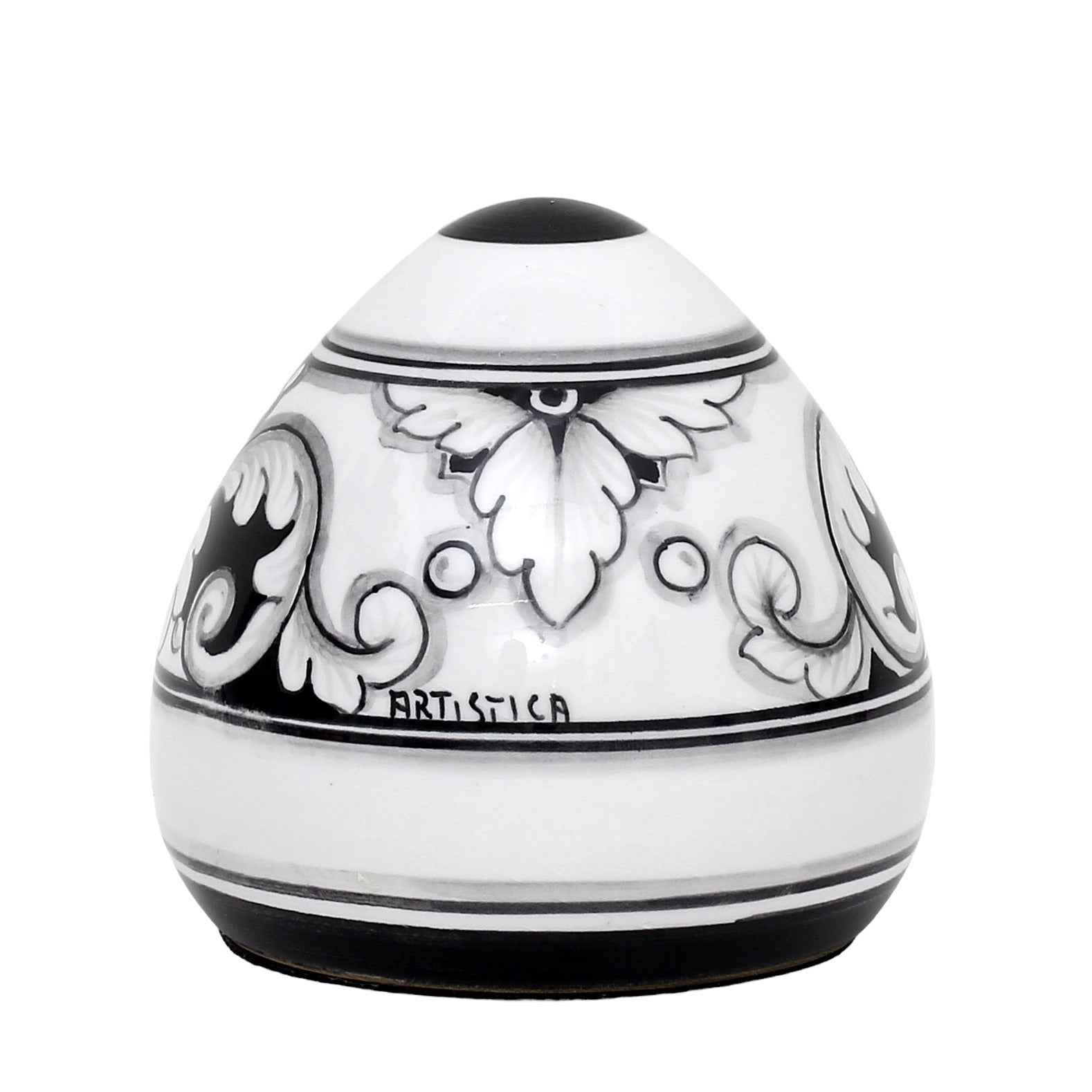 DERUTA PAPERWEIGHT: Large conic Shape Deruta Vario Nero design - artisticaitalian.com