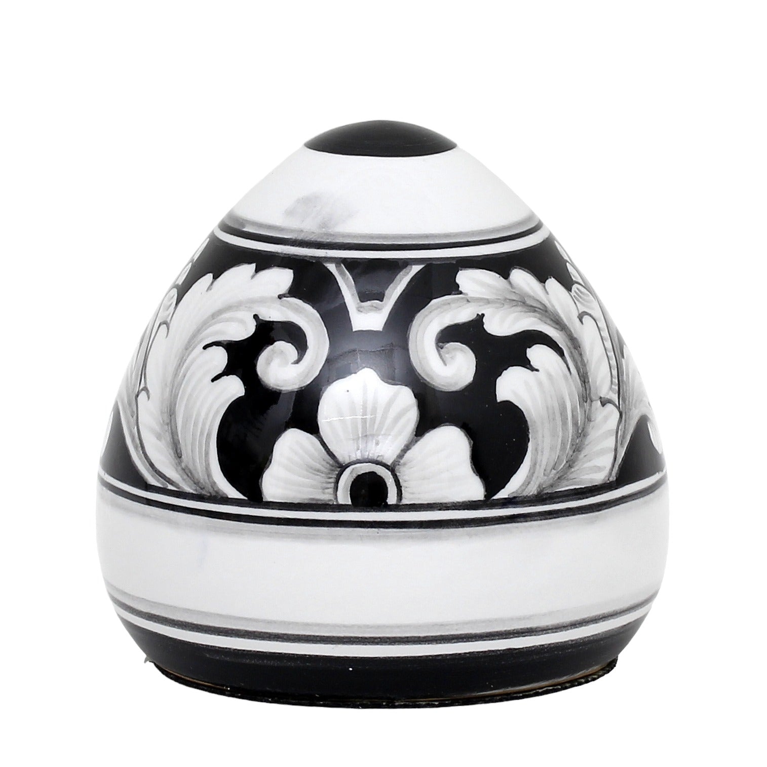 DERUTA PAPERWEIGHT: Large conic Shape Deruta Vario Nero design - artisticaitalian.com