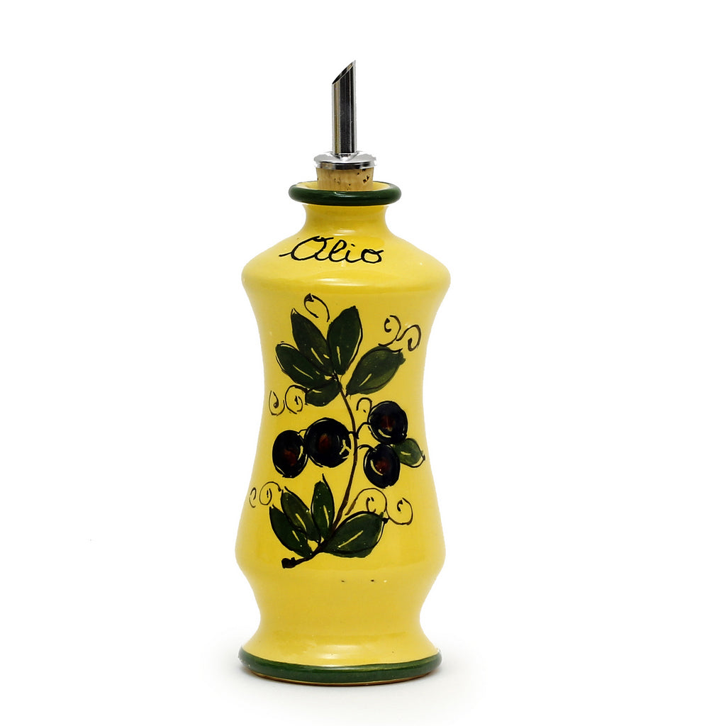 OLIVE FONDO GIALLO: Shaped Olive Oil Bottle Cruet - artisticaitalian.com