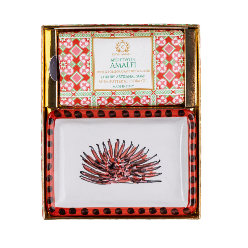 CASA AMALFI SOAPS: Scented Soap Bar with ceramic soap dish - Aperitivo in Amalfi Set - artisticaitalian.com