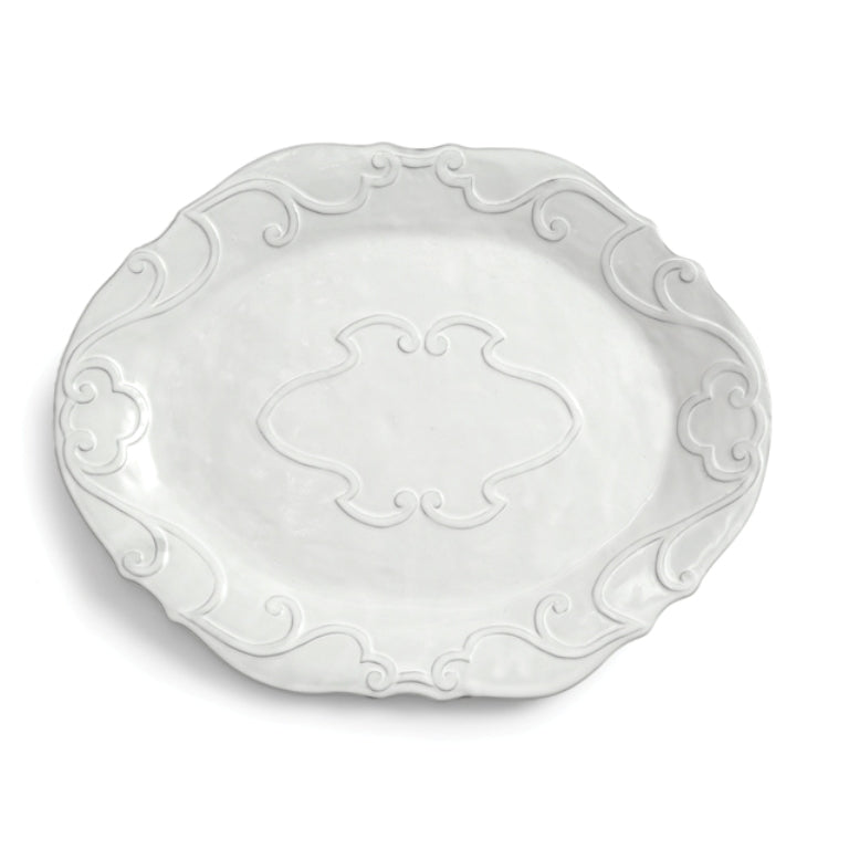 ARTE ITALICA: Bella Bianca Ribbon Oval Platter - artisticaitalian.com