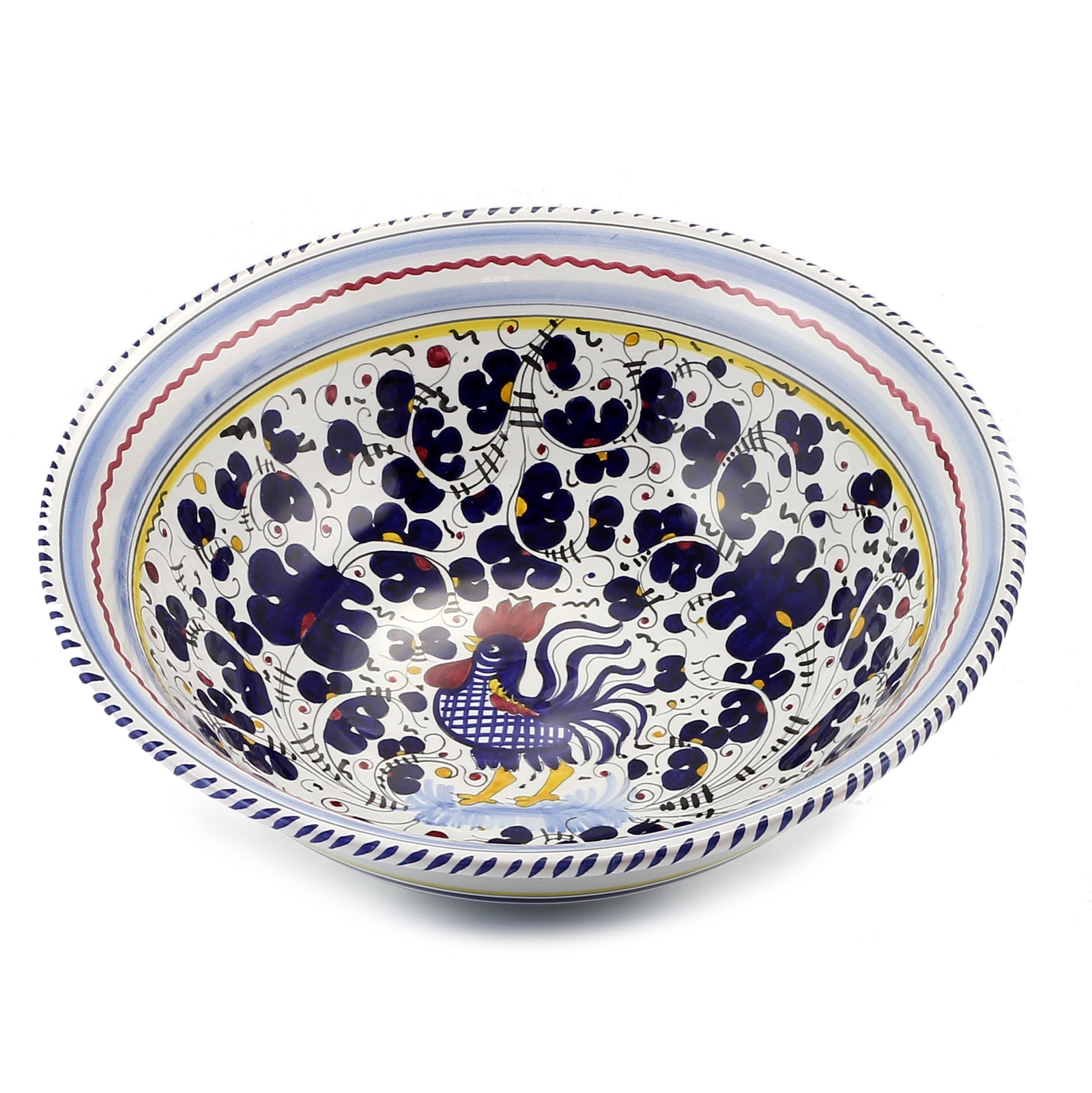 ORVIETO BLUE ROOSTER: Large Pasta/Salad Serving Bowl - artisticaitalian.com