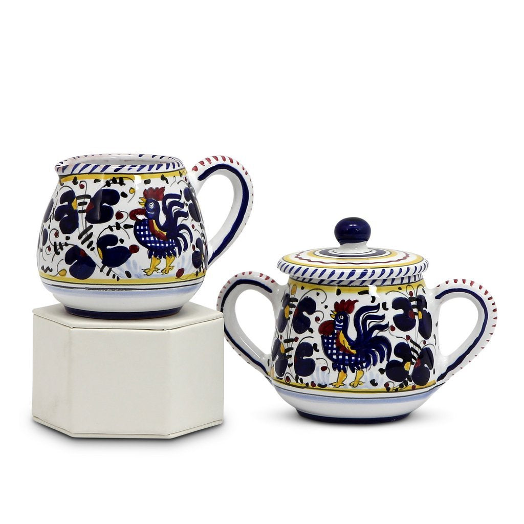 ORVIETO BLUE ROOSTER: Sugar and Creamer - artisticaitalian.com