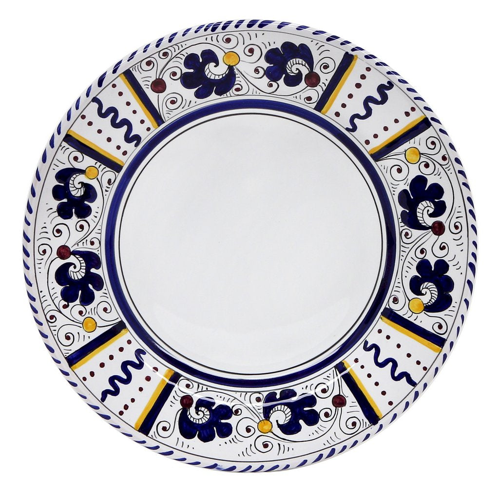 ORVIETO BLUE ROOSTER: Dinner Plate (White Center) - artisticaitalian.com