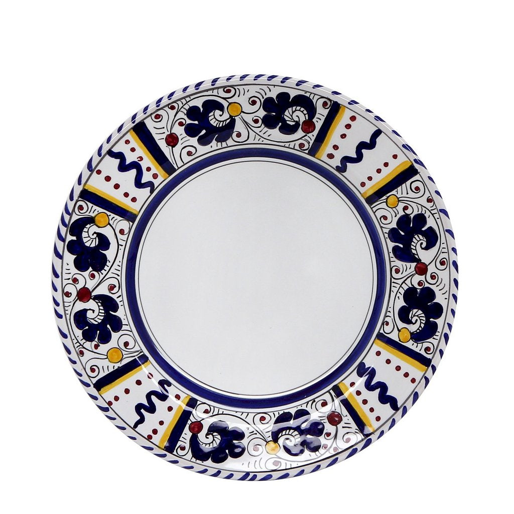 ORVIETO BLUE ROOSTER: Rim Pasta Soup Bowl (White Center) - artisticaitalian.com