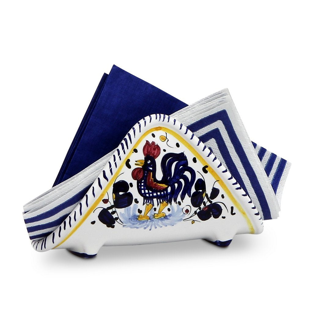 ORVIETO BLUE ROOSTER: Napkin Holder - artisticaitalian.com