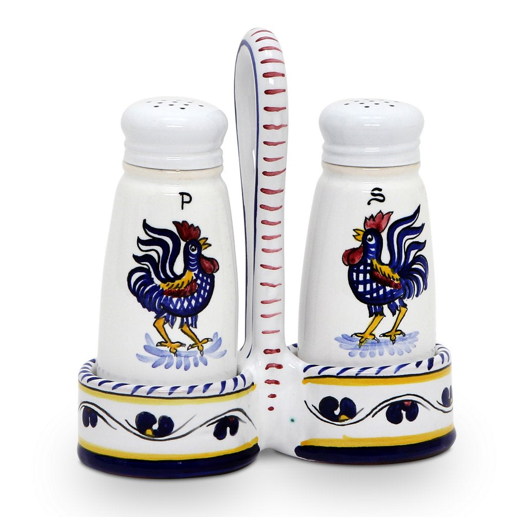 ORVIETO BLUE ROOSTER: Salt and Pepper Cruet [R] - artisticaitalian.com