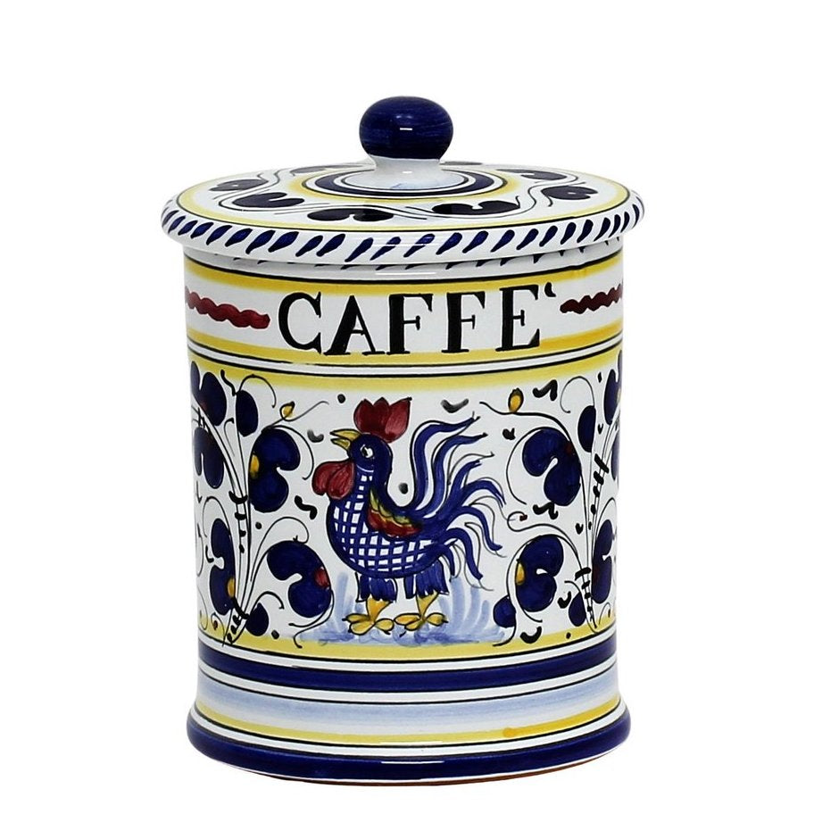 ORVIETO BLUE ROOSTER: Caffe&#39; (Coffee) Container Canister - artisticaitalian.com