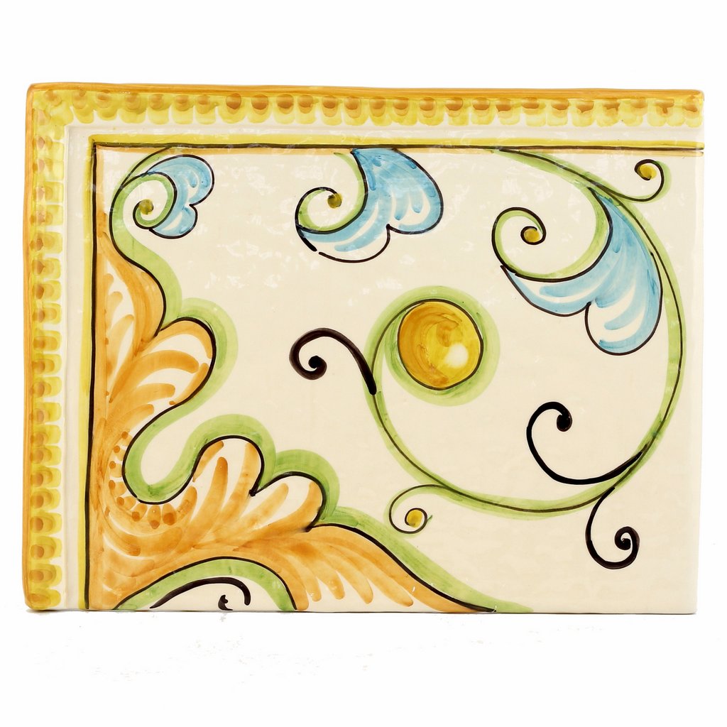 BACKSPLASH/MURAL: Modular Hand Painted ~ Gubbio Floral Vario Design (4 Tiles) - artisticaitalian.com