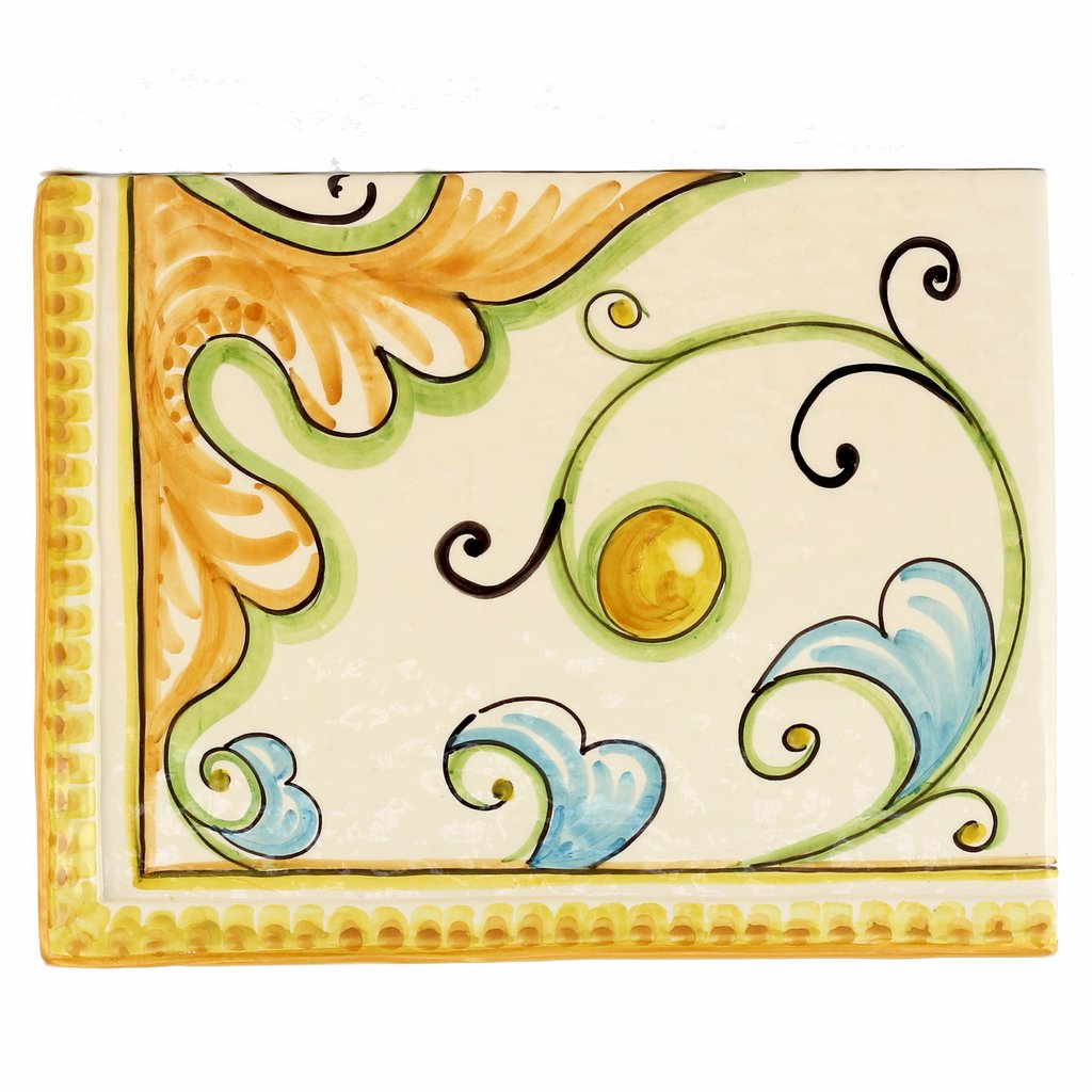 BACKSPLASH/MURAL: Modular Hand Painted ~ Gubbio Floral Vario Design (4 Tiles) - artisticaitalian.com