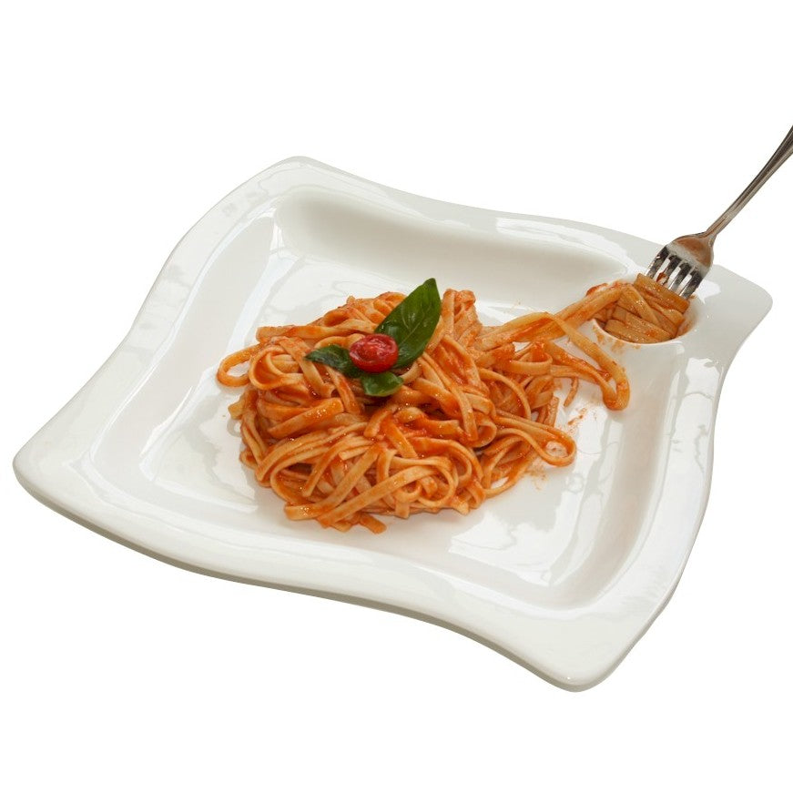 IL BEL PIATTO: Spaghetti and Multi Purpose plate - Exclusive Design by Gianluca Castoldi - Plain White Porcelain. - artisticaitalian.com