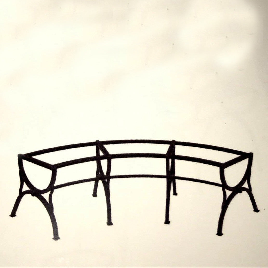 WROUGHT IRON BENCH WITH CERAMIC TOP: Large Curved model design (Seats Two) in Deruta, Italy. - artisticaitalian.com