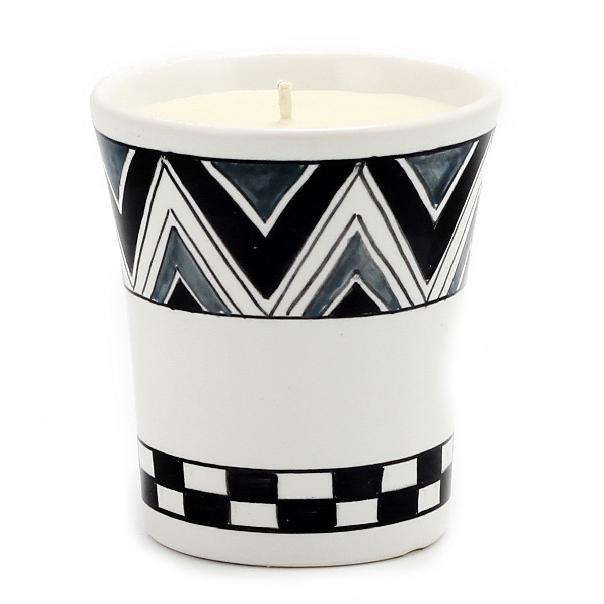 DERUTA CANDLES: Contempo Cup Candle ~ Deruta Chevron #1 Design - artisticaitalian.com