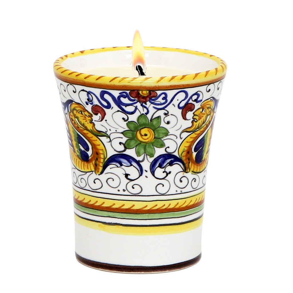 HOLIDAYS DERUTA CANDLES: Deluxe Precious Flared Candle RAFFAELLESCO DELUXE Design - artisticaitalian.com