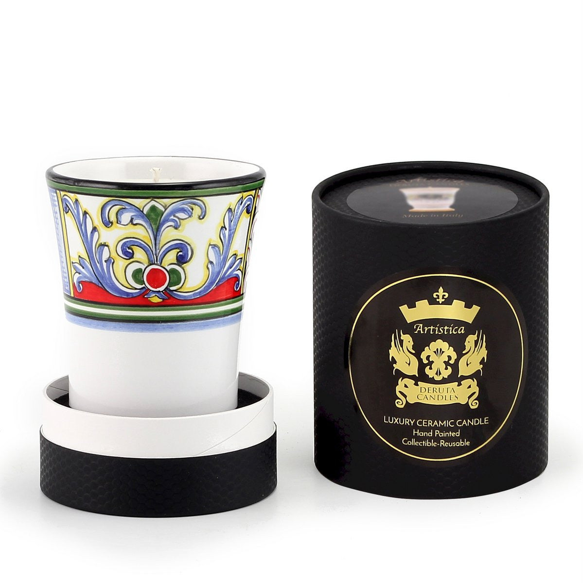 DERUTA CANDLES: Contempo Cup Candle ~ Deruta Yasmine Design - artisticaitalian.com