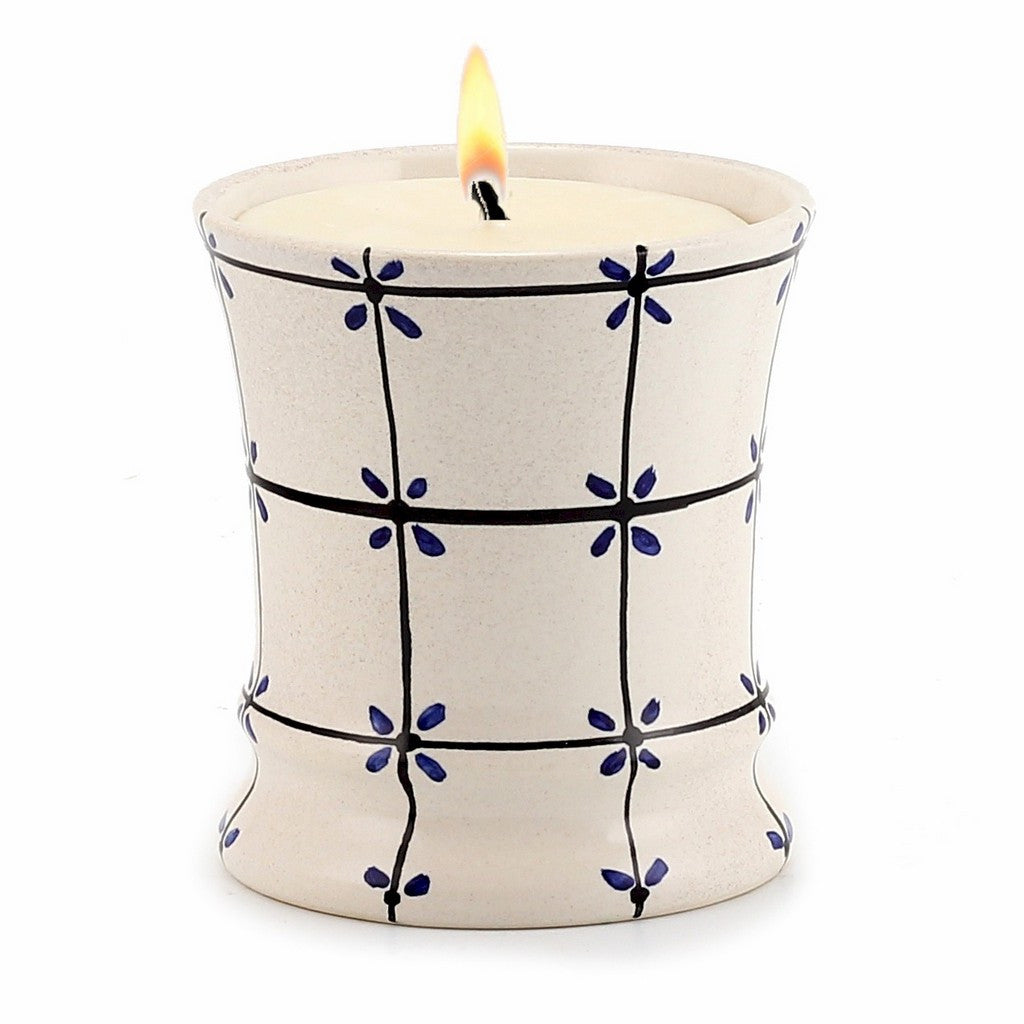 DERUTA CANDLES: Deluxe Cup Candle ~ Deruta Blu Stella Design - artisticaitalian.com