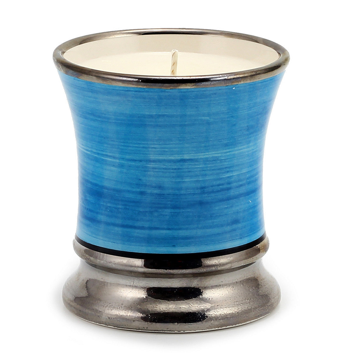 DERUTA CANDLES: Deluxe Precious Cup Candle ~ Coloris Celeste Design ~ Pure Platinum Rim - artisticaitalian.com