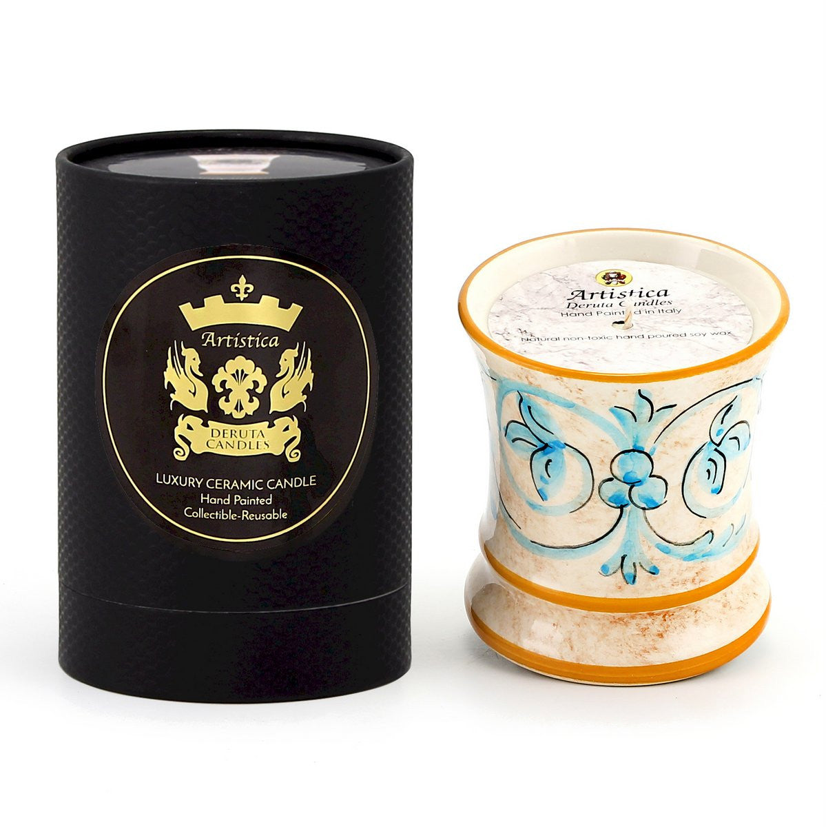 DERUTA CANDLES: Deluxe Cup Candle ~ Deruta Domitia Design - artisticaitalian.com