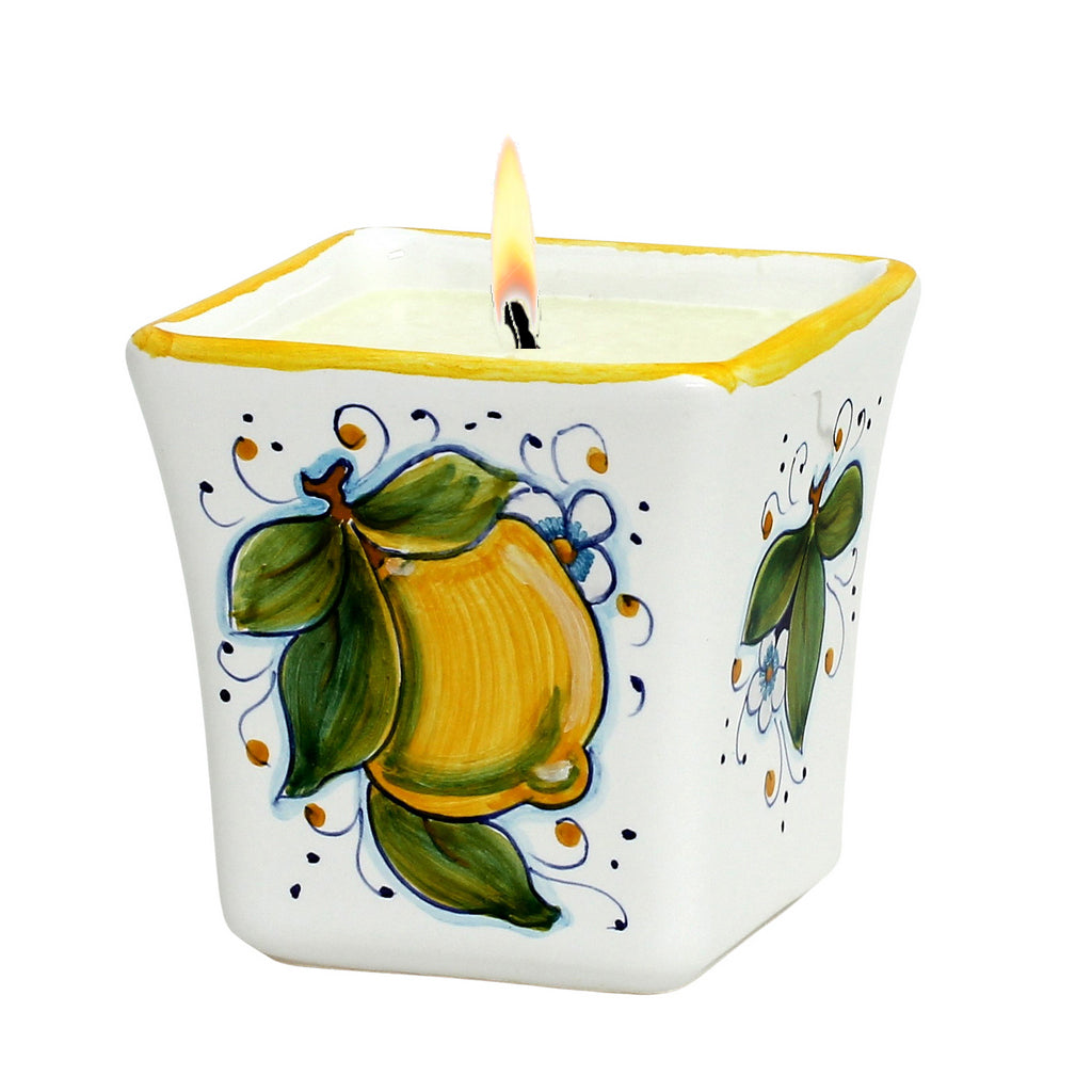 DERUTA CANDLES: Square Flared Candle Positano Limoni Design - artisticaitalian.com