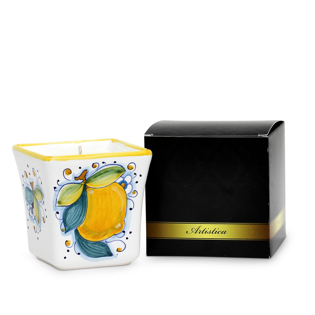 DERUTA CANDLES: Square Flared Candle Positano Limoni Design - artisticaitalian.com