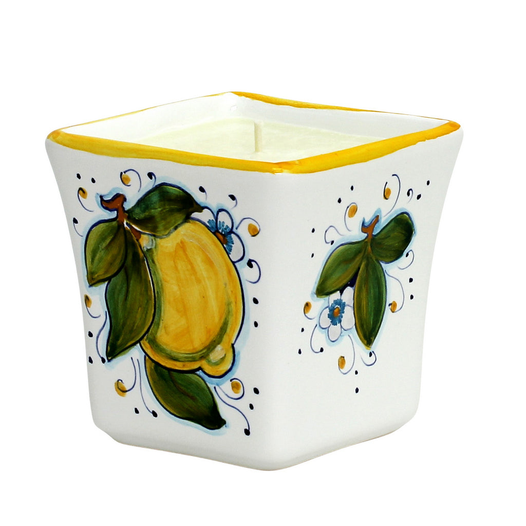 DERUTA CANDLES: Square Flared Candle Positano Limoni Design - artisticaitalian.com