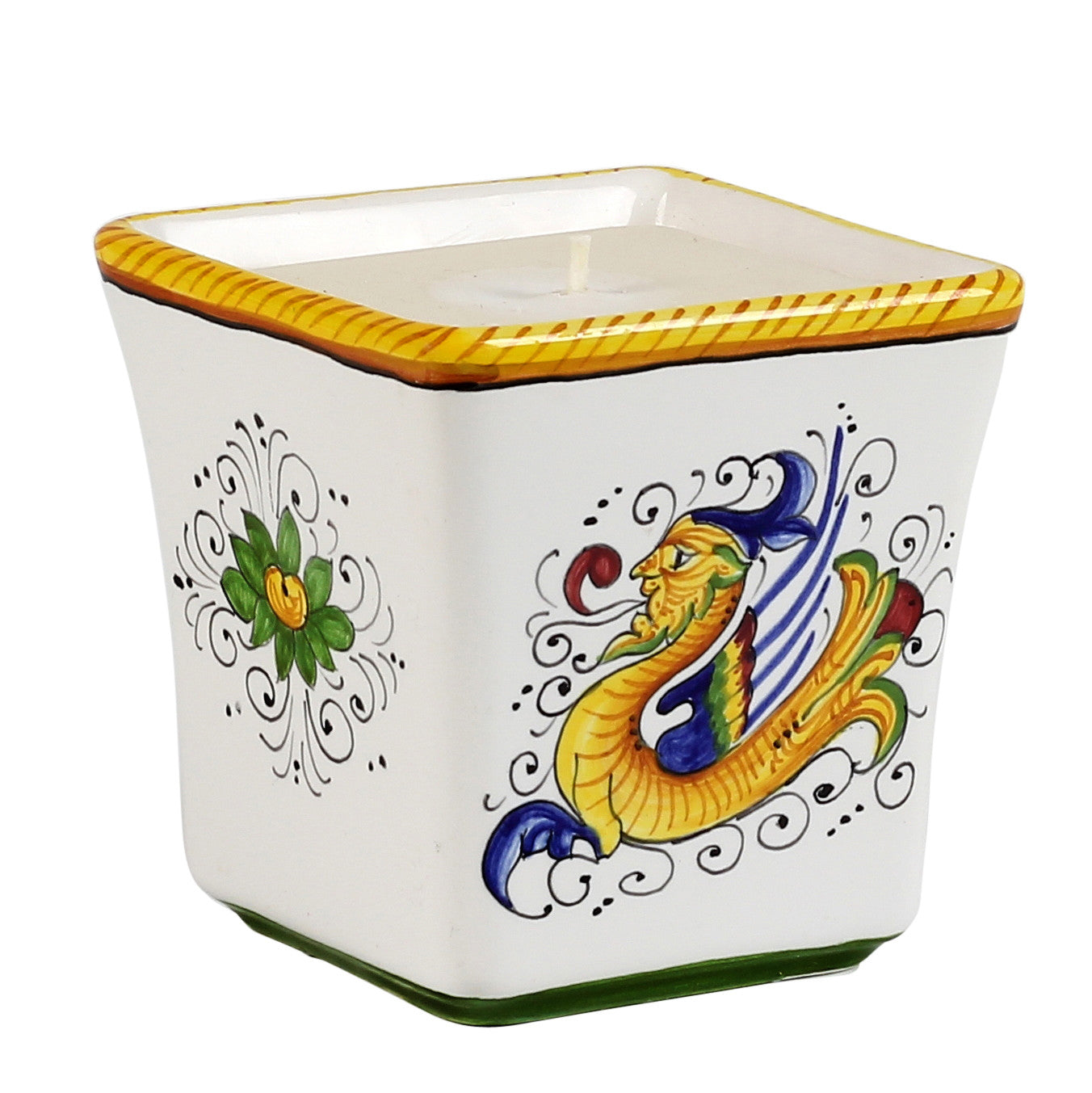 DERUTA CANDLES: Square Flared Candle Raffaellesco Design - artisticaitalian.com