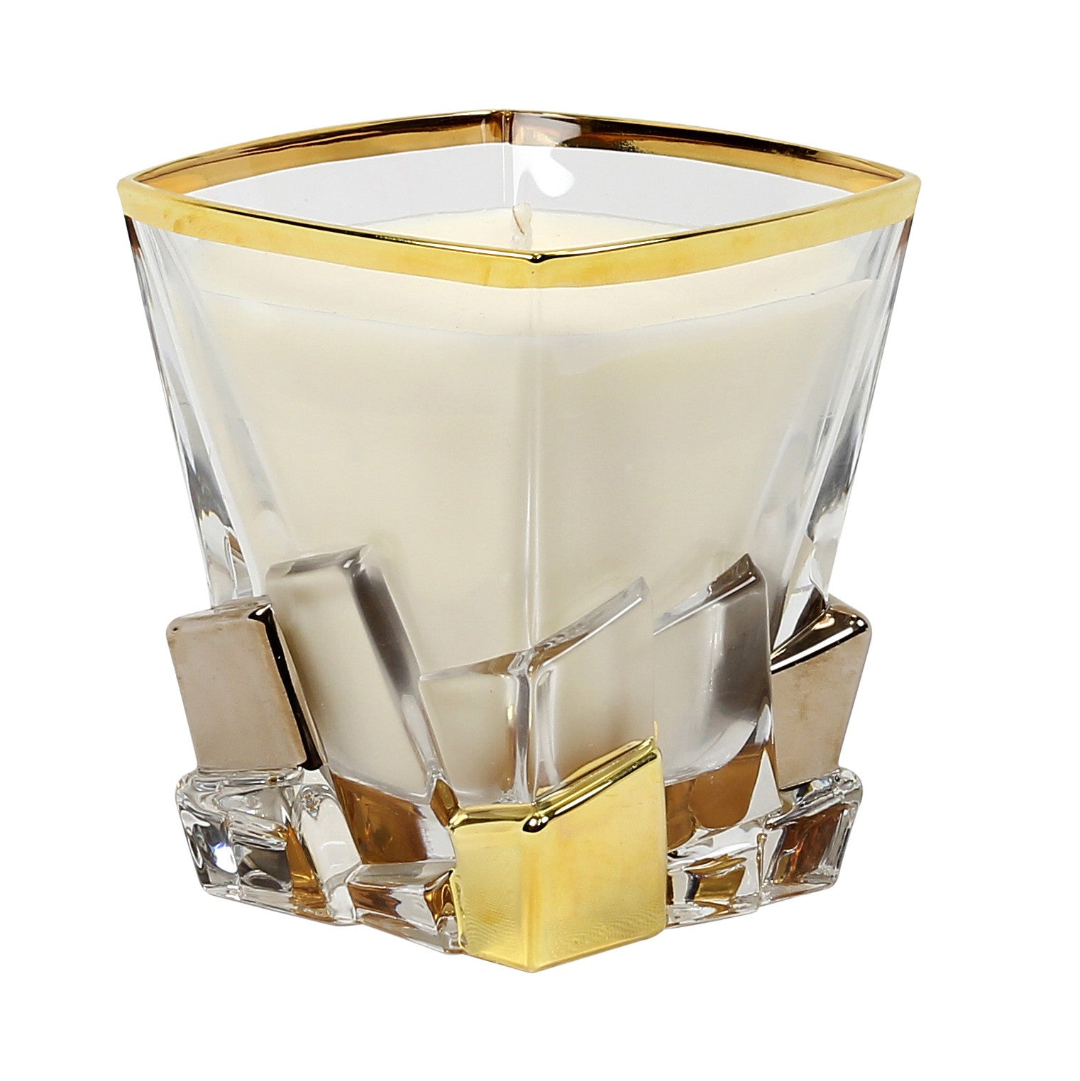 CRYSTAL CANDLES: Unscented soy candle in crystal cup GOLD and PLATINUM hand decorated. - artisticaitalian.com