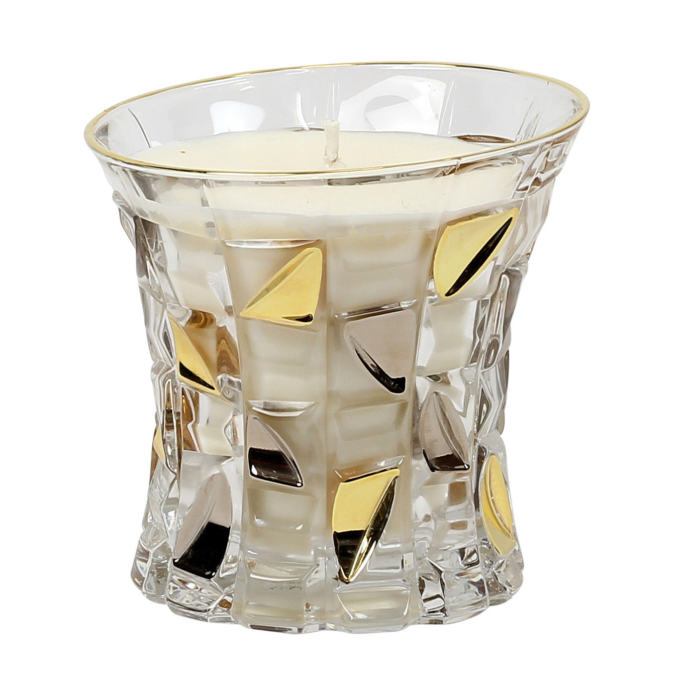 CRYSTAL CANDLES: Unscented soy candle in crystal cup GOLD and PLATINUM hand decorated. - artisticaitalian.com