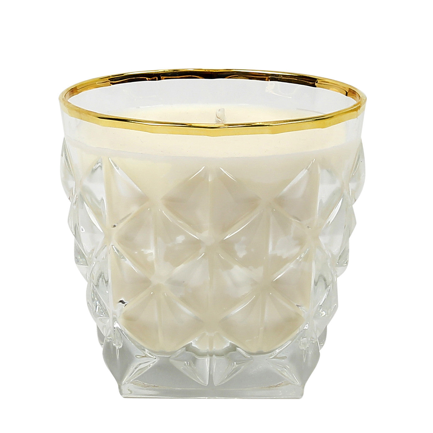 CRYSTAL CANDLES: Unscented soy candle in crystal cup GOLD hand decorated rim - artisticaitalian.com