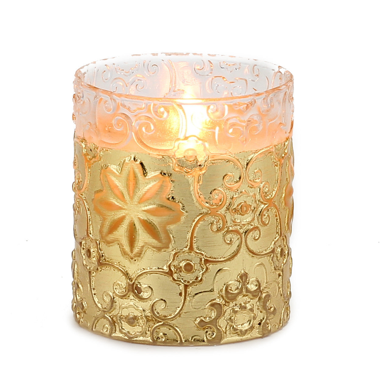 CRYSTAL CANDLES: Bass relief Design with Gold Leaf finish ~ (10 Oz) - artisticaitalian.com