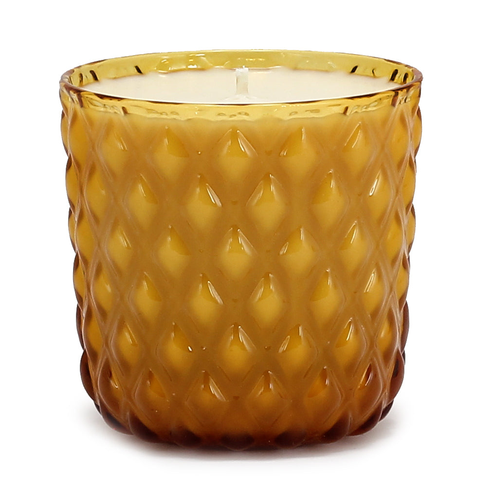 CRYSTAL CANDLES: Net Glass Design Candle ~ AMBER (10 Oz) - artisticaitalian.com