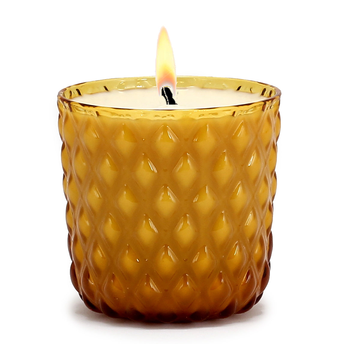 CRYSTAL CANDLES: Net Glass Design Candle ~ AMBER (10 Oz) - artisticaitalian.com