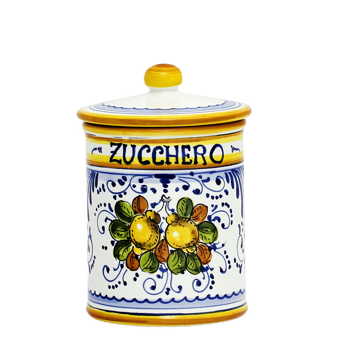 LIMONCINI: Tuscan Canister &#39;ZUCCHERO&#39; (Sugar) lemon design - artisticaitalian.com