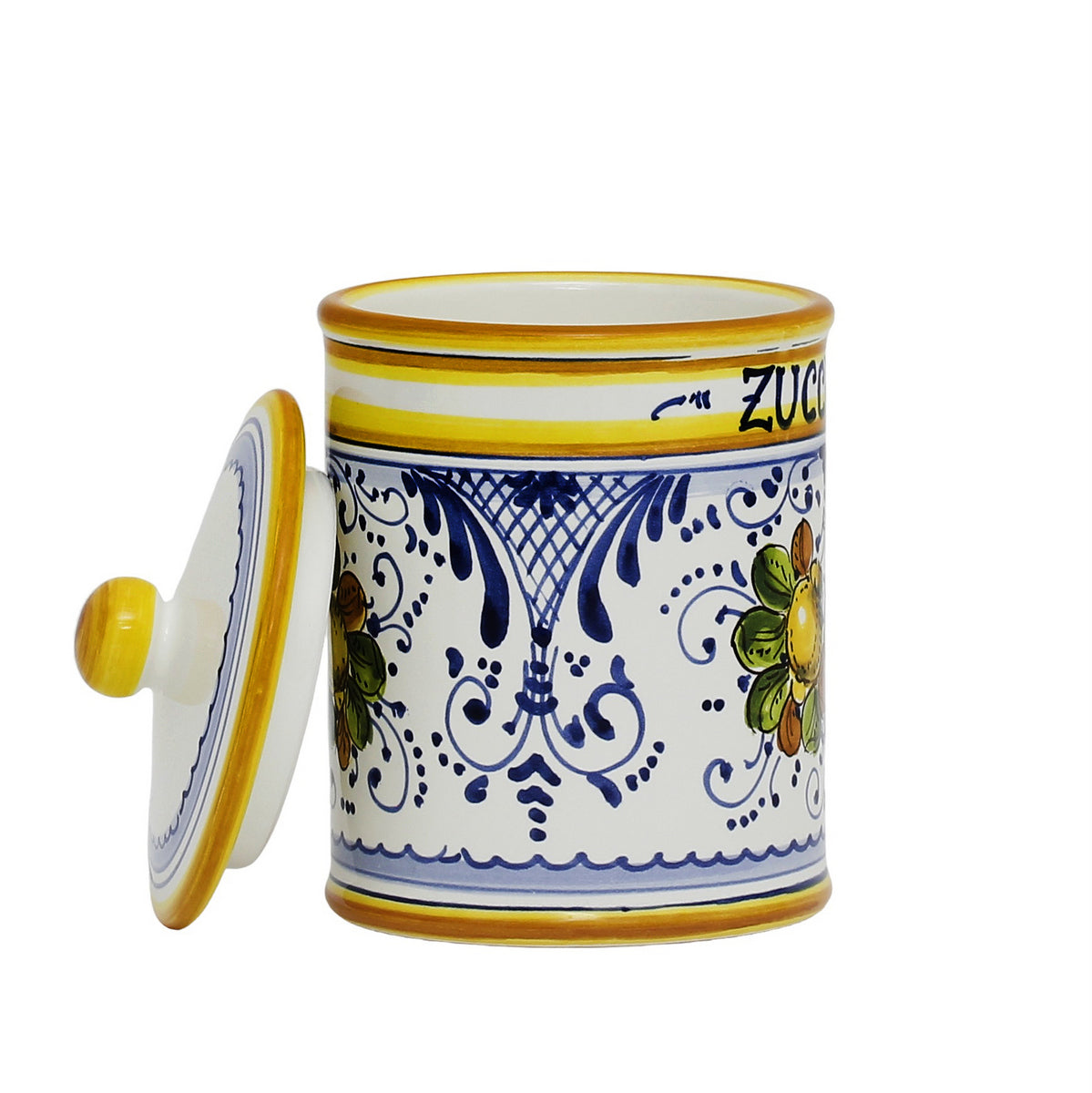 LIMONCINI: Tuscan Canister Set 'ZUCCHERO' & 'CAFFE' - Lemon design (Set of two as shown) - artisticaitalian.com