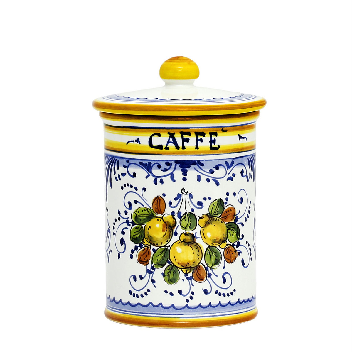 LIMONCINI: Tuscan Canister &#39;CAFFE&#39; (Coffee) lemon design - artisticaitalian.com